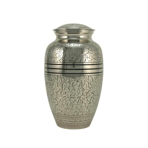 Silver Cremation Urn with Gold Leaf Pattern Bend for Adult <b>Ashes</b> <b>Keepsake</b> Jar Handmade Cremation Urns Funeral Supplier Online - Product Image 5