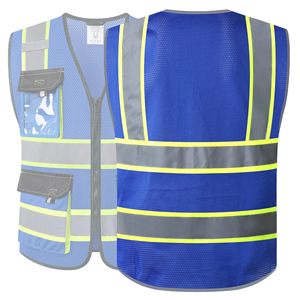 Safety Vests for Men Women High Visibility Reflective Vest with Pockets Mesh Fabric <b>Construction</b> Safety Apparel Neon <b>Work</b> Vest - Product Image 3