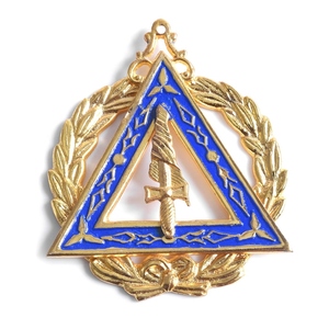 Grand Adah Order of Eastern Star OES Gold Metal <b>Pin</b> Blue Triangle Sword Emblem Ceremonial Regalia Hard Enamel Religious Theme - Product Image 1