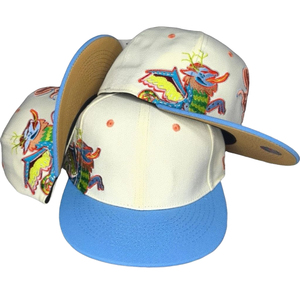 หมวกแก๊ปแบบ Snapback 6 แผง ปักลายมังกร ขอบสีน้ำเงิน สไตล์สตรีทลำลอง สำหรับผู้ใหญ่ ใส่ได้ทั้งฤดูใบไม้ผลิและฤดูร้อน - Product Image 1