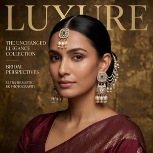 Bijoux ethniques indiens de mariée, style fusion cachemiri, géométriques, avec chaîne d'oreille Kundan Jhumka, pampilles de perles plaquées or traditionnel Sahara - Product Image 4