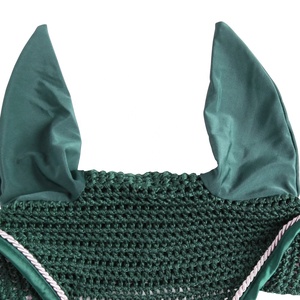 Produits d'équitation en gros : Voiles anti-mouches de haute qualité, ensemble assorti personnalisé, bonnet d'oreille en crochet doux pour chevaux de course - Product Image 4