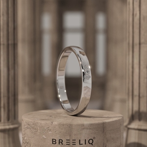 Bague en or blanc avec diamants, bijoux minimalistes de luxe, alliance avec petits diamants ronds, alliance intemporelle - Product Image 1
