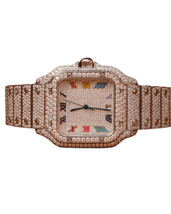 White Gold Round Shape Diamond Watch for Wedding and wear For Men's Quartz Watch Roman Dial Available at Affordable Price - Product Image 1