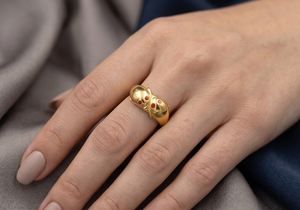DIVYORO แหวนชุบทอง 22k ลายใบไม้คลาสสิกสำหรับผู้หญิง - Product Image 3