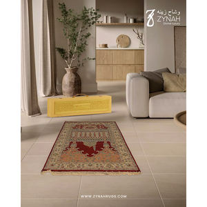 Alfombra de Oración Persa de Lujo, Hecha a Mano, de Lana y Seda Islámica, Alfombra Tradicional Musulmana para Mezquita con Caja de Regalo Premium - Product Image 3