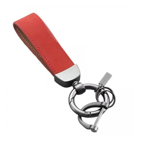 Llavero de cuero con grabado láser de logotipo personalizado, llavero de cuero hecho a mano de diseño moderno en color azul profundo. - Product Image 3