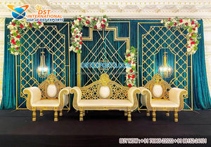 Paneles DE FONDO DE Metal dorado para boda de estilo occidental Indo, paneles de estilo de hoja de Metal de diseñador para decoración de boda, decoración de eventos y fiestas - Product Image 5