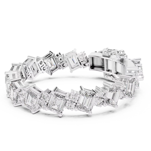 Bracelet Turban Unisexe de Luxe en Or Blanc 18 carats Plaqué Rhodium avec Émeraude de Laboratoire Unique Taille Émeraude et Diamant pour Mariage - Product Image 1