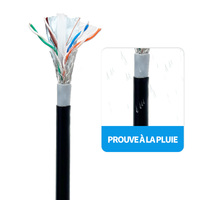 Câble LAN extérieur Kico CAT6 SFTP 305m, gaine LDPE étanche, 8 conducteurs solides CCA, certifié ISO/CE/RoHS, modèle 4 paires X603