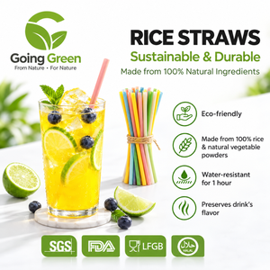 Biodegradable Rice <b>Straws</b> Colorful Edible <b>Drinking</b> <b>Straws</b> Plastic Free Eco Friendly OEM ODM Factory Supply - Product Image 1