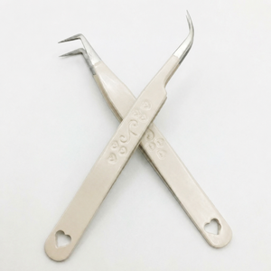 HARRAR Ensemble de pinces à épiler professionnelles pour extensions de cils en acier inoxydable avec manche perlé, 2 pièces, outils de beauté de précision, 13 cm, pointe lisse - Product Image 4