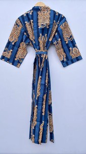 ชุดคลุมกิโมโนผ้าฝ้ายอินเดีย ลายเสือ สำหรับคลุมชายหาด - Product Image 1