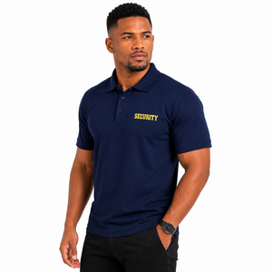 Polo en polyester uni personnalisé, manches courtes, vêtements de travail performants, respirant, uniforme unisexe pour agents de sécurité - Product Image 4