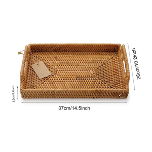 Best Selling 2026 Rectangle Rattan <b>Tray</b> <b>Basket</b> for Home Decoration Festive Celebrations Food Serving Commercial Grade Custom - Product Image 3