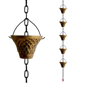 Grande chaîne de pluie en métal épaissi, en forme de cloche, résistante à la rouille, couleur cuivre - Améliorez la décoration extérieure, la décoration de jardin, la gouttière - Product Image 2