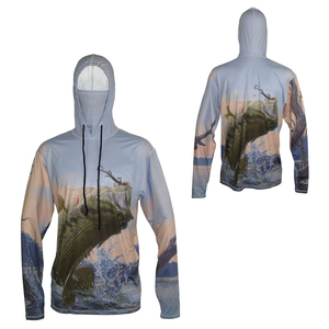 Camisetas de Pesca de Manga Larga para Hombre con Protección Solar UPF 50, Impermeables, Estampadas, con Capucha Refrigerante, Traje de Pesca para Actividades al Aire Libre - Product Image 5