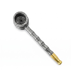Jexmoo Pipa de Fumar Recta de Acero de Damasco Hecha a Mano de Lujo, Reutilizable, con Funda de Cuero, Regalo para Papá o Esposo - Product Image 5