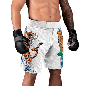 กางเกง MMA ยูนิเซ็กซ์ ลายพิมพ์ Tiger Wave แบบ Sublimation ผ้าโพลีเอสเตอร์ ยืดหยุ่น น้ำหนักเบา แห้งเร็ว สำหรับฝึกซ้อมศิลปะการต่อสู้แบบผสมผสาน ทรงหลวม - Product Image 6