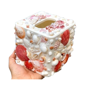 Natural Shell <b>Tissue</b> Box Cover Handmade Seashell Home Decor Coastal Beach <b>Tissue</b> Holder Decorative Tabletop Storage Organizer - Product Image 4