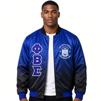 Blouson Bomber Noir Délavé Phi Beta Sigma, Style Universitaire Vintage, Broderie Premium, Décontracté Unisexe