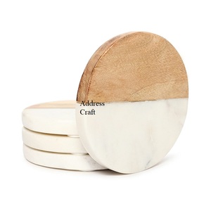 Posavasos de Madera y Mármol Grabados Personalizados, Juego de Posavasos de Piedra Ecológicos, Personalizados para Bodas, Regalos de Inauguración, Regalos Navideños, Vajilla - Product Image 5