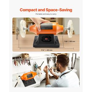 Lucidatrice da banco a velocità singola da 1/2 HP, 3450 RPM, lucidatrice da banco da 6 pollici, macchina per lucidatura e finitura, 2 ruote in tessuto per lucidatura metalli - Product Image 6