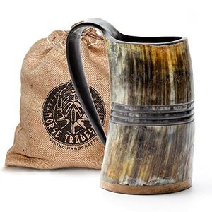 Taza de cuerno vikinga original hecha a mano, taza de cerveza artística y coleccionable de cuerno de búfalo y buey de la India. - Product Image 3