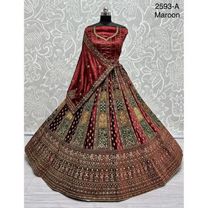 Collections de velours de vêtements de mariée indiens pour la mariée avec le travail de Zarkhan par Fabzone - Product Image 1