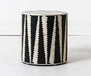 Mesa de Cajones con Incrustaciones de Hueso de ILAHI, Diseño Moderno con Detalles de Ágata, Almacenamiento de Tres Niveles, Mueble Portátil para el Hogar - Product Image 2