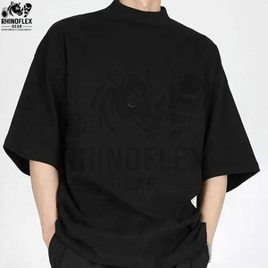 เสื้อยืดคอกลมทรงบ็อกซี่ผ้าฝ้ายสำหรับผู้ชาย พิมพ์โลโก้ตามสั่ง ผ้าคุณภาพสูง รับผลิตแบบ OEM เสื้อยืดทรงบ็อกซี่ - Product Image 2
