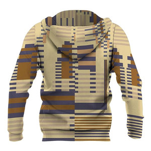 Men's Geometric <b>Pattern</b> Hooded Sweatshirt Regular Fit Polyester <b>Knitted</b> Casual Autumn Wear Pocket Design - Product Image 3