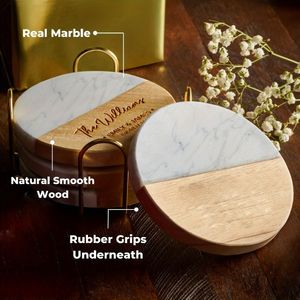 20 piezas de elegantes posavasos de madera con patrón de mármol gris y marrón, resistentes al calor y antideslizantes, vajilla promocional para el hogar y la oficina. - Product Image 4