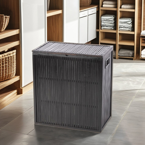 ตะกร้าไม้ไผ่ใส่ซักรีดพร้อมฝาปิดและถุงซับแบบถอดได้ - Product Image 1