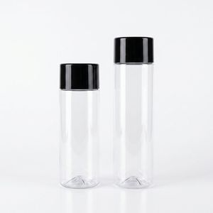 Botella de Agua Cilíndrica Transparente de PET con Tapa Negra para Envasado de Jugos, Té y Bebidas Funcionales, Logotipo Personalizado, Fábrica en Vietnam - Product Image 1