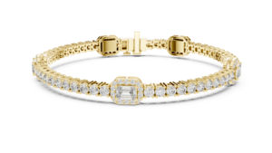 Pulsera de Oro Amarillo de 14k con Esmeralda/Diamante Redondo Cultivado en Laboratorio, Nueva, para Fiestas - Product Image 6