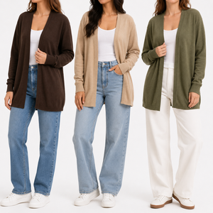 <b>Women's</b> Solid Color Knitted Cardigan Open Front Lightweight Shawl <b>Jacket</b> Casual Layering Outerwear | OEM manufacturer Bangladesh - Product Image 2