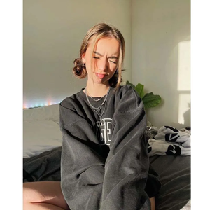 เสื้อสเวตเชิ้ตคอกลมโอเวอร์ไซส์สำหรับผู้หญิง พิมพ์ลายลอสแอนเจลิส แคลิฟอร์เนีย ผ้าฝ้าย 100% ทรงหลวม แขนยาว สไตล์ฤดูใบไม้ร่วง - Product Image 2
