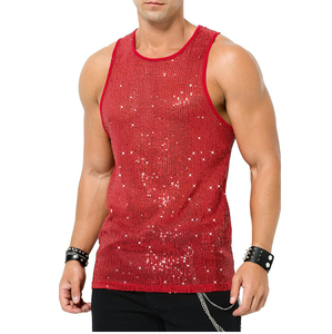 Débardeur sans manches à sequins pour homme, gilet métallique scintillant pour spectacle, soirée, clubwear, vêtements personnalisés OEM - Product Image 6