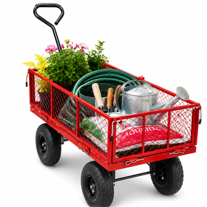 Chariot de jardin robuste, chariot utilitaire, capacité de 600 lb, côtés en maille amovibles, pneus pneumatiques de 10 pouces pour jardin, ferme, garage ODGGAD013 - Product Image 1