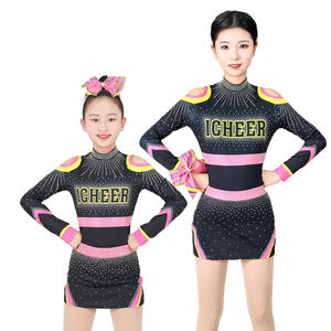 Ensemble d'uniformes de cheerleading personnalisés pour femmes, haut à manches longues, jupe, tissu en spandex/polyester 300g, OEM HH-SW-1517 HAMID HAROON PRO WEAR - Product Image 1