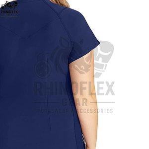 Tenue d'infirmière hiver pour femme, col Claudine, rose, manches longues, blouse blanche à manches courtes, salopette de pharmacie, ensemble deux pièces - Product Image 4