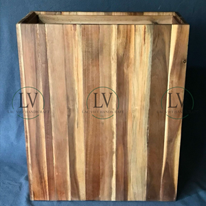 Pot de fleurs en bois d'acacia de qualité supérieure en gros avec doublure en plastique, jardinière décorative en bois massif naturel du Vietnam - Product Image 5