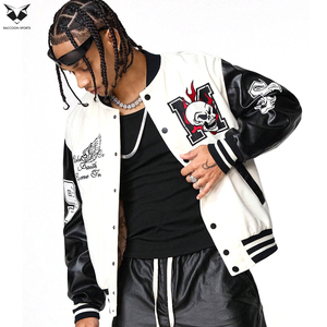 Chaquetas Varsity de Béisbol para Hombre, Corte Holgado, Bloques de Color, Estampado Digital, Manga Larga, Tejido de Buena Calidad, Cómodas de Usar - Product Image 4