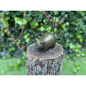 Sculpture de chat sauvage en bronze coulé à la main, décoration de jardin extérieur, figurine de chat en métal, petite taille et personnalisable - Product Image 6