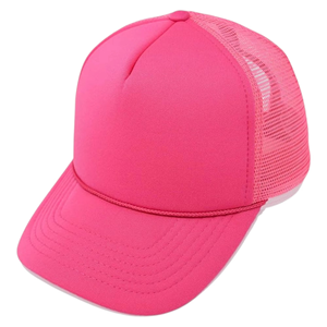 Casquette de baseball trucker personnalisée rose vif tendance en maille Meyba Sports, ajustable avec fermeture snapback, design respirant pour le streetwear et les activités de plein air - Product Image 1