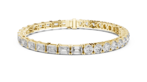 Pulsera de Eternidad con Eslabones y Circonitas Cúbicas de Corte Esmeralda de Cuatro Puntas - Product Image 2