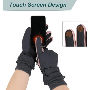 Guantes de esquí para mujer, guantes de invierno cálidos, resistentes al viento, impermeables, con pantalla táctil, guantes de algodón para deportes de invierno - Product Image 3