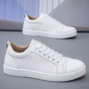 White P.U Leather Sneakers Unisex Spring Casual <b>Walking</b> Shoes Lightweight EVA Midsole Rubber Outsole - Product Image 1