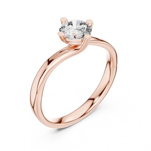 Bague de Fiançailles Solitaire Bypass en Diamant de Laboratoire 1-3 CT Or Massif 14K/18K & Argent 925 pour Femme - Product Image 5